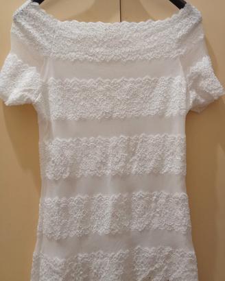Top bianco in pizzo elasticizzato