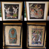 13 quadri dipinti su seta, corteccia e pergamena