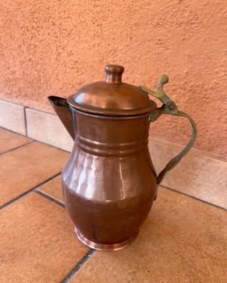 Recipiente vintage in rame con coperchio e manico