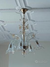 lampadario con  applique murano vintage design