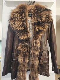 Giacca vera pelle con pelliccia 