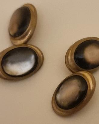 Gemelli d’epoca in ottone dorato con pietre