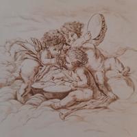 Amorini-Putti incisione a bulino di A. Galeazzi 