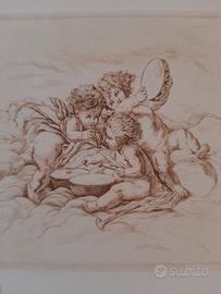 Amorini-Putti incisione a bulino di A. Galeazzi 