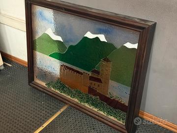 Quadro in vetro artistico con cornice in legno