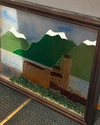 Quadro in vetro artistico con cornice in legno
