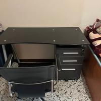 Scrivania tempered glass + office chair