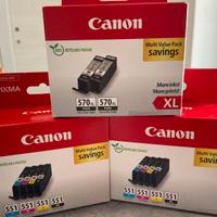 Cartuccie Canon 570XL e 551 C M Y BK