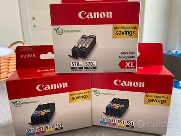 Cartuccie Canon 570XL e 551 C M Y BK