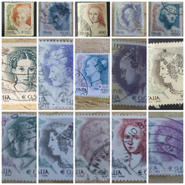 Lotto 15 Francobolli Serie  "Donne nell'arte"