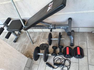 Panca palestra + attrezzi