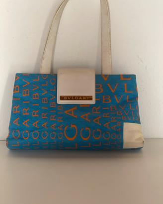Borsa Bvlgari Mania Tote Canvas Azzurra e Pelle
