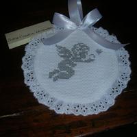 Capoculla bebè punto croce Angioletto grigio