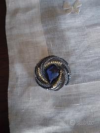 spilla bigiotteria  bluette ed argentata