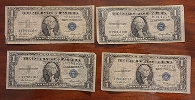 Lotto 4 Banconote 1 Dollaro Silver Certificate