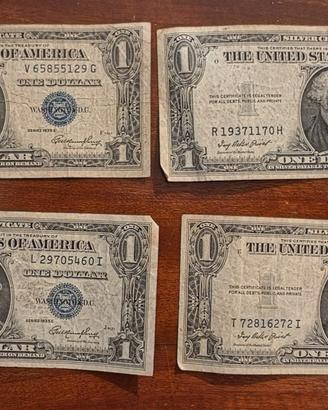 Lotto 4 Banconote 1 Dollaro Silver Certificate