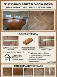 Parquet Massello Faggio d'Epoca a Lisca di Pesce-2