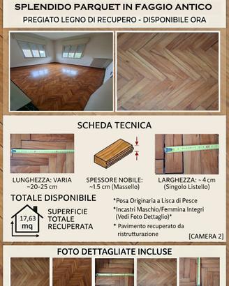 Parquet Massello Faggio d'Epoca a Lisca di Pesce-2