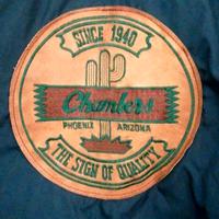 Chambers down anni '80 piumino blu navy e pelle