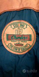 Chambers down anni '80 piumino blu navy e pelle