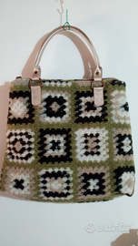 Borsa donna granny mattonelle lana verde Mirta