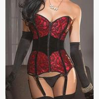 Corpetto stretch con reggicalze Sexy Rosso&Nero