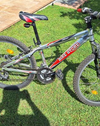 MTB ragazzo grigia e rossa con telaio alluminio