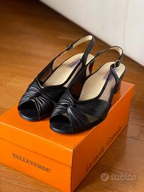 Sandali "Valleverde" tacco 5 cm pelle nera mis.41