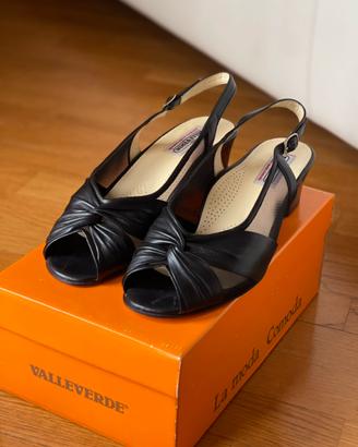 Sandali "Valleverde" tacco 5 cm pelle nera mis.41
