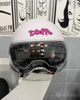 CASCO DEMIJET BIANCO CON SCRITTA DIEFFE FUCSIA