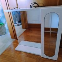 mobiletto bagno bianco con specchio 