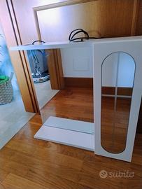 mobiletto bagno bianco con specchio 