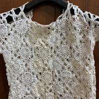 maglia traforata bianco/panna