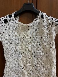 maglia traforata bianco/panna