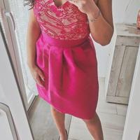 Abito corto a palloncino fucsia tg42