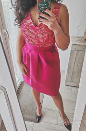 Abito corto a palloncino fucsia tg42