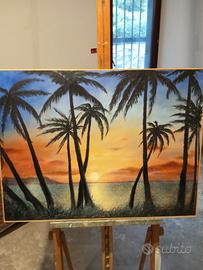 Quadro tramonto olio su tela 60x80
