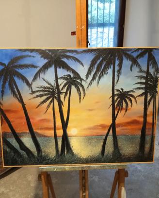 Quadro tramonto olio su tela 60x80