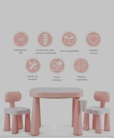 tavolo + 2 sedie rosa