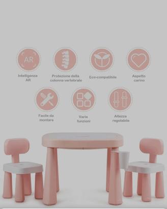 tavolo + 2 sedie rosa