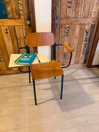 Lotto 8 Sedie con ribaltina Vintage legno metallo