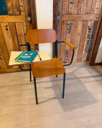 Lotto 8 Sedie con ribaltina Vintage legno metallo