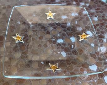 Porta caramelle in vetro con inserti d'argento