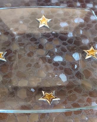 Porta caramelle in vetro con inserti d'argento