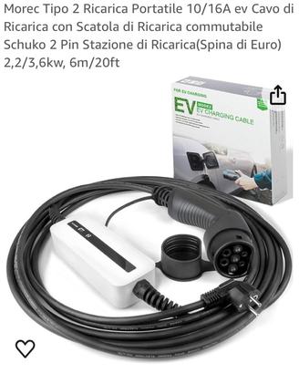 Charger cavo ricarica Morec Tipo 2 10/16A