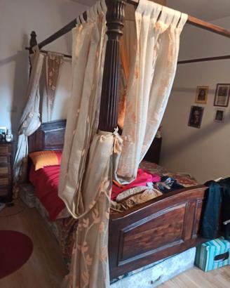 Letto Jaipur baldacchino con tende e zanzariera