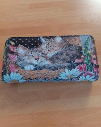 Portafoglio gatti con brillantini nuovissimo 