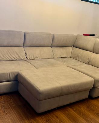 Divano letto angolare con pouf contenitore