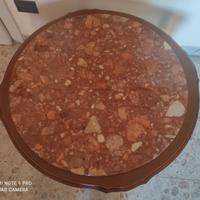 Tavolo Antico Legno Massello Piatto in Marmo