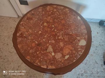 Tavolo Antico Legno Massello Piatto in Marmo